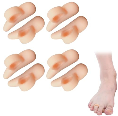MEXRUMI 4 Paia Dita A Martello Correttore Cuscinetti In Gel Per Dita A Martello Raddrizza Dita Dei Piedi Cuscinetti A Sollievo Piastre Per Dita Curve Per Sovrapposizione Toes Separates (Colore Pelle)