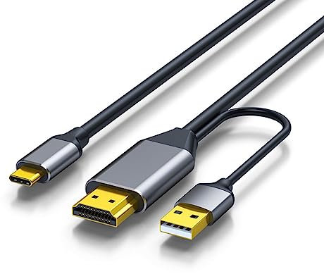 Cable tipo C de 2 metros, cable de conversión de cobre para pantallas portátiles, fuente de alimentación USB 3.0 para el hogar