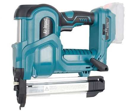 Pistola de clavos eléctrica, máquina de clavado recto inalámbrico, grapadora eléctrica con clavos de 32mm y 50mm, Compatible con batería Para principiantes Uso en bricolaje(Blauw)