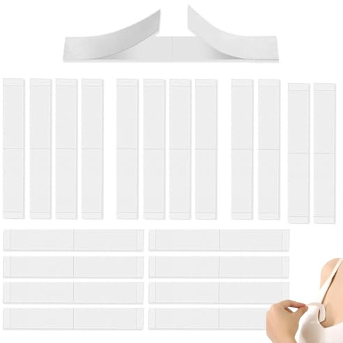MEXRUMI Nastro Biadesivo Per Tessuti Fashion Tape (108 Pezzi)，Colore Trasparente Per Tutti I Toni Della Pelle, Ideale Per Reggiseno Invisibile E Adesivo.