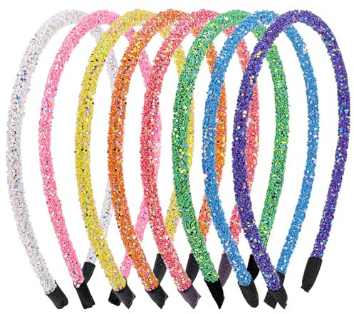 8 cerchietti per capelli con glitter, per ragazze, magri, duri, boutique, da donna, antiscivolo, tinta unita, leggeri, accessori per capelli, fai da te, vacanze, cosplay, vacanze, Natale