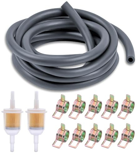 13 Motorcycle Inline Fuel Filter Kit: 2 x 6mm/8mm Diesel Petrol Filter, 2m Fuel Line & 10 Hose Clamps for Car Motorcycle Oil Lawn Mower