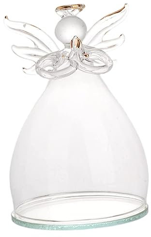 AUTSUPPL Angel Shaped Glass Dome for Preserved Flowers Display Elegant Floral Cover for Home Decor Landscape Valentine Day Glass Ornament
