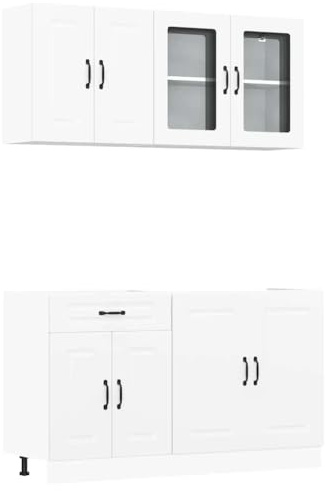 vidaXL 4-TLG. Küchenschrank-Set Kalmar Weiß Holzwerkstoff