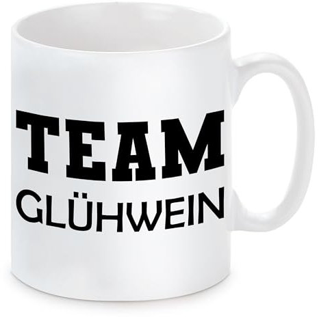 personalisierte Tasse mit Spruch | TEAM Glühwein | Keramiktasse für die Winterparty oder den Weihnachtsmarkt | Spülmaschinenfest | hochwertiger Druck mit Wunschtext auf der Rückseite