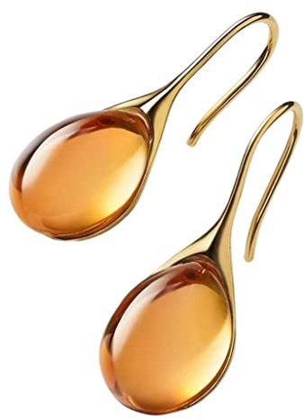 F Fityle Boucles d'oreilles Pendantes en Pierres Naturelles pour de Larme pour Les fiançailles, Ambre