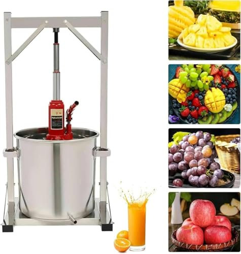 Pressa per Vino Alla Frutta Idraulica Con Martinetto Pressa per Frutta in Acciaio Inox 304 per Vino, Sidro, Produzione Di Verdure, Spremiagrumi per Esterni, Cucina,22L