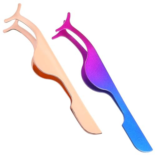 WLLHYF 2 Stück Applikator für falsche Wimpern, gebogene Wimpernpinzette, Edelstahl-Entferner-Clip-Pinzette, professionelle Wimpernverlängerungszange zum Entfernen von Wimpernbüscheln