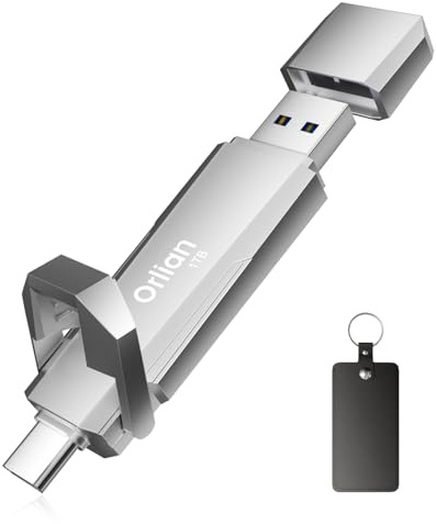 Orlian 1TB External Portable SSD USB Solid State Drive Up to 1000MB/s USB 3.2 Gen 2 Dual Drive Type C + USB A Solid State Thumb Drive for Phone/Android Laptops/Windows/Mac, Silver