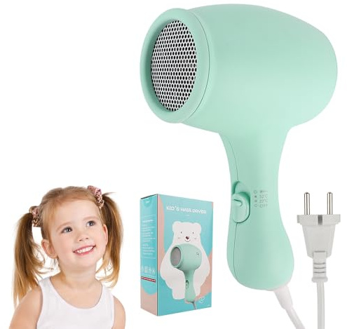 JOAASU Secador Pelo Viaje, 550 WSecador de Viaje, Secador de pelo infantil, 3 Ajustes de Temperatura, Secador Pelo Pequeño, Mini Secadors de Pelo, Secadors de Pelo para Niños (Verde)