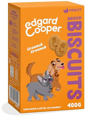 Edgard & Cooper Dolcetti per cani, biscotti proteici naturali per cani, adulti, cerali completi, confezione da 400 g x 1, pollo