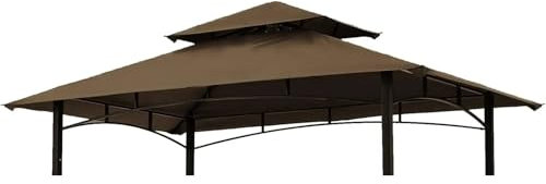 LXLAEOANG Ersatzdach for Grillpavillon, 5 x 8 Zoll, Grillschutzdach for den Außenbereich, doppelstöckige Zeltabdeckung(Brown)