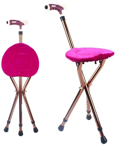 Walking Stick With Seat Walking Cane Chair Folding Height Adjustable With LED Night Light Load Capacity 100kg,For The Elderly, Pregnant Women, And Rehabilitation Patients