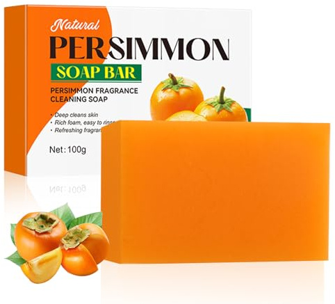 Persimmon Soap, Natürliche Kaki Seife Bar, Persimmon Duschseife zur Gerüche Entfernen für Gesicht und Körper, Tiefenreinigung, Glatte Haut und Reichhaltiger Schaum, Geeignet für alle Hauttypen (1)