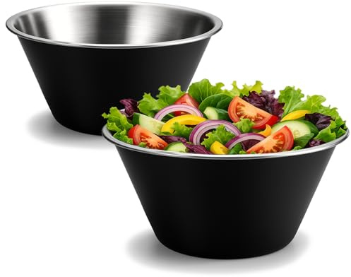 com-four® Juego de 2 Cuencos de Acero Inoxidable Ø 22 cm | Cuencos para mezclar, ensalada, servir, aperitivos, salsas o agua para mascotas, aptos para lavavajillas