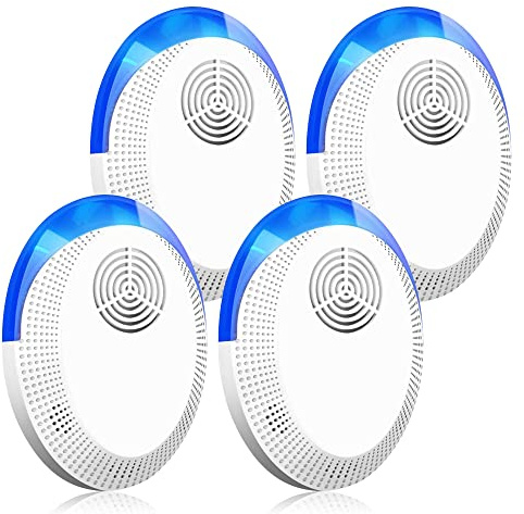 Répulsif antiparasitaire à ultrasons, pièges à souris anti-insectes électroniques 4 paquets pour l'intérieur, plug-in répulsif contre les moustiques et les araignées, répulsif efficace contre les rats