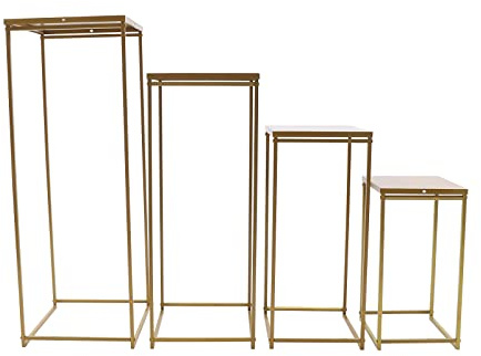 Modernkor - Set di 4 supporti per fiori, in metallo dorato, forma quadrata, portata di circa 22,05 – 33,07 libbre, per matrimoni, nascite