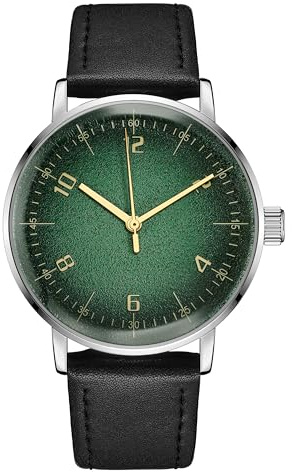 Boyarca Vintage mekanisk klocka med välvd glasklocka spegel och 40 mm fodral, avslappnad och minimalistisk manuell lindning mekanisk armbandsur för män och kvinnor, Silver grön