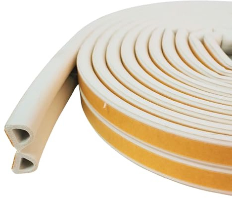 BAUSTER Dichtungsband für Türen & Fenster – Türdichtung Fensterdichtung selbstklebend Profil D E P | Schaumstoff Gummi Abdichtung Zugluftstopper – Weiß Braun (Profil D Weiß, 6m)