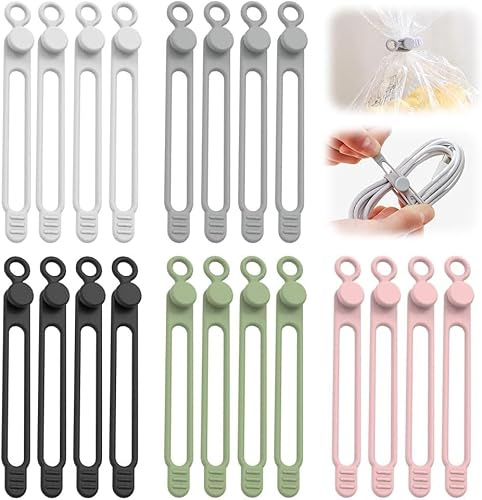 Data Cable Organizer, 2025 New Silicone Cable Ties Reusable Cable Management Organizer for Bundling and Fastening Cable Cords Wires (20 PCS)