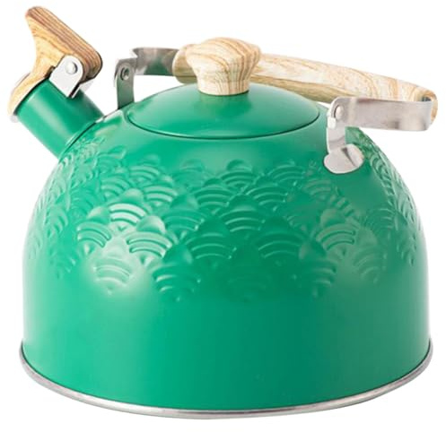 Alipis Bouilloire Sifflante Inox avec Poignée Isolante Anti-brûlure Pot à Eau Pratique et Robuste pour Usage Domestique Sécurité Sonore Automatique Design Européen Menthe