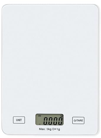 Báscula de Cocina Digital, Balanza Cocina de Alta Precisión, Impermeable, Balanza de Alimentos Multifuncional 5kg, Función Tara, Balanzas de Portátiles, para Ingredientes, Cocina, Joyería