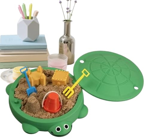 Turtle Sandbox with Lid,Zen Landscape Sensory Game - Zen Garden for Kids - for Stress Reduction Beach Play Outside Indoor Activities Desktop Workplace Dorm
