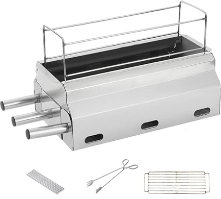 perfk Barbacoa portátil de Acero Inoxidable, compacta, sin, con asador extraíble, Ideal para Viajes y Actividades al Libre, XL