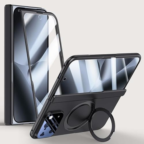 Custodia pieghevole per Google Pixel 10 Pro Fold, supporto magnetico di rotazione a 360°, pellicola protettiva in vetro temperato, copertura completa dell'obiettivo, ricarica wireless (nero, normale)