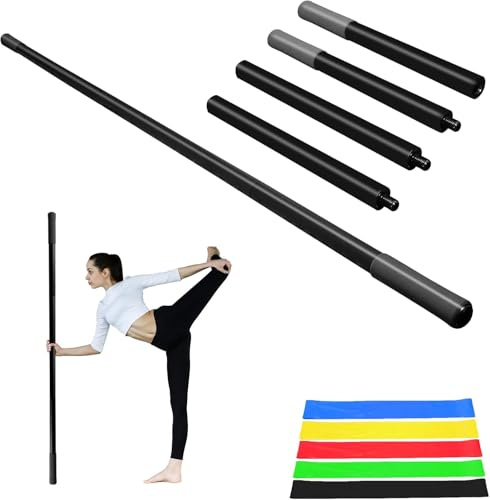 CROWATTS 5ft Yoga Stick - Sturdy Steel Adjustable Stretching Stick for Mobility Flexibility & Balance Non-Slip Ends & Foam Handles Exercise Pole Posture Correction (Dark Black)
