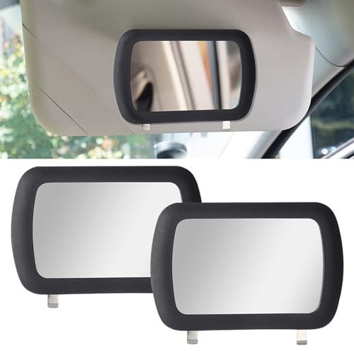 2 Pack Clip-On Visor Mirror, Universal Portable Clip-on Automotive Makeup Sun-Shading Sun Visor HD Vanity Vehicle Cosmetic Mirror for Car Truck SUV Auto Accessories