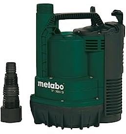 Metabo Flachsaugende Klarwasser-Tauchpumpe TP 12000 SI – 0251200009 – 600 W – Wasserpumpe mit 7 m Eintauchtiefe – Inkl. Multiadapter