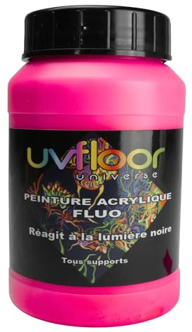 UV FLOOR - Acrylfarbe - Spezial Schwarzlicht Und Ultraviolett - Knallig - Fließend Und Hochpigmentiert - Neonfarben - Neonpink - 250ml