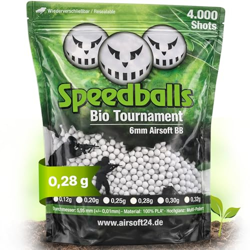Speedballs Bio Tournament BBS – Präzise 6mm Softair Kugeln – 4.000 Bio BBS – Für AEG, GBB & Sniper – Weiß