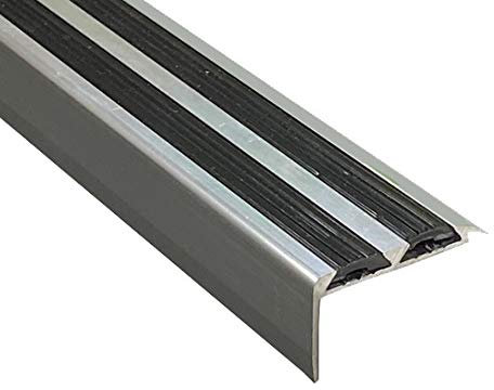 Stair Edge Nosing Trim - 900mm x 35mm x 19mm - Anti Slip Tread - Nose Edging - Silver - Screw Down by Grandismo®
