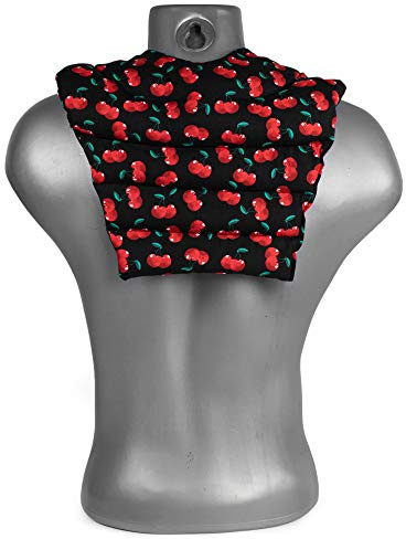 Nackenhörnchen mit Rückenteil. cherry-black. Rapssamenkissen. Nackenkissen. Rücken Wärmekissen. Rapskissen