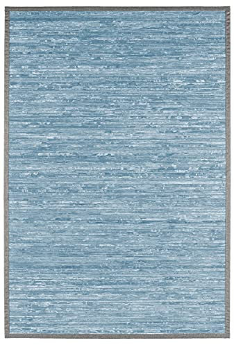 andiamo Teppich Bambus handgeflochterne nachhaltige feuchtigkeitsresistente Bambusmatte ideal geeignet als Vorleger oder Läufer mit rutschhemmender Unterseite, 133 x 190 cm , grau