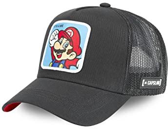 Capslab Cap Herren Super Mario, Tracker Kappe Herren, Mario, Ich Bin Es, Atmungsaktiv, Schwarz, Einheitsgröße