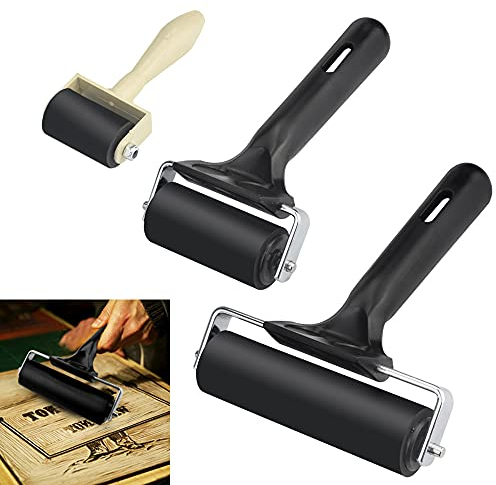 DECARETA 3 Stücke Gummiwalze Gummi Walzen Linoldruck Farbwalze 3,5cm/6cm/10cm Malerwalze Gummirolle Maler Gummi Farbroller Brayer Roller für Tintenfarbblock, Stempeln, Drucken, Tapeten Kunsthandwerk