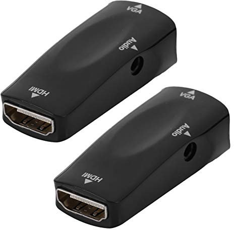 Goshyda Adattatore video, convertitore video portatile 1080P da 2 pezzi HDMI femmina a VGA femmina con cavo di uscita audio da 3,5 mm per telefono cellulare portatile