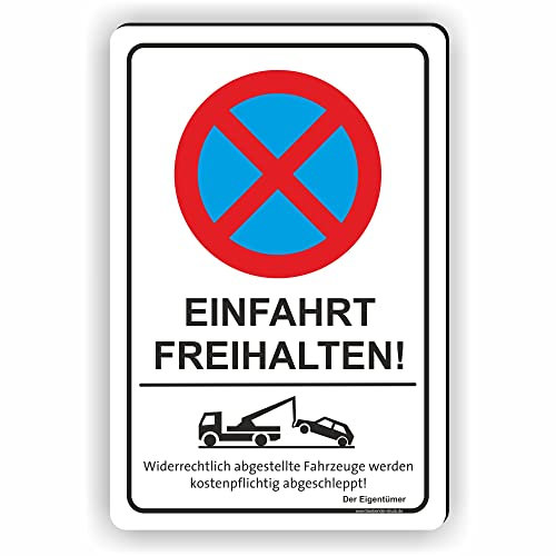 Fassbender-Druck SCHILDER - EINFAHRT FREIHALTEN - Parken verboten Schild - Schild zum Markieren vom absoluten Parkverbot/Parkverbotsschild - Aluverbundplatte für Ihre Ausfahrt (50x75cm Schild)
