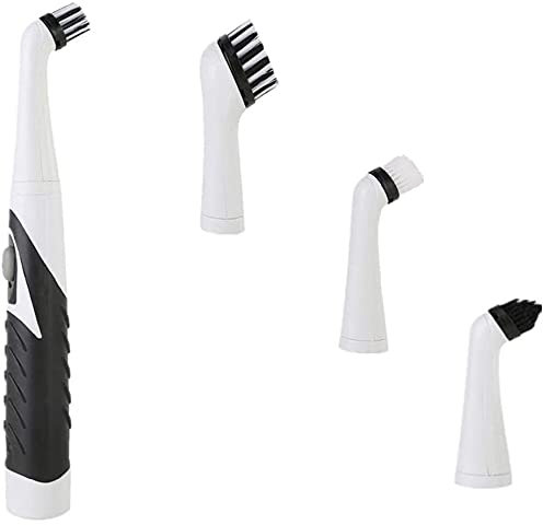 Portable Electric Cleaning Scrubber- 4 Heads Brush for Bathroom Floor, Tub, Shower, Tile And Tub, Electric Spin Household Cleaning Brushes, Suitable for Kitchen and home- (Battery Not Included)