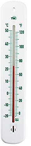 Wall Thermometer 215mm - Colour Coded Room Thermometer - Made in UK for Home Office, Garden or Greenhouse Indoor and Outdoor Temperature Thermometer Wall Mounted Green Scale