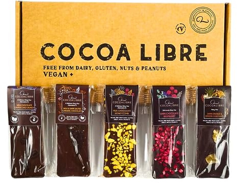 Cocoa Libre Variety Pack - 5 Unique Flavors of Vegan, Dairy-Free, Nut-Free, Gluten-Free Mini Chocolate Bars, 200g