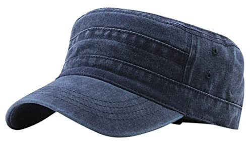 Herren Baumwolle Vintage Army Kappe Cadet Hat Military Flat Top Verstellbare Baseballmütze Sommer Trucker Hut Urban Armycap Militärcap mit UV-Schutz 40 Mütze Militär Sommer/Winter