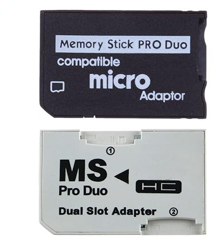Single Dual Memory Card Adapter Micro SD Card to Memory Stick MS Pro Duo for PSP 1000 2000 3000 Card Slot Adapter (Black Single Slot)