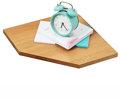 Gieanoo Eckregal hängend, Eiche Massivholz Eckregal Wandregal Holz Vintage Landhausstil Regal für Schlafzimmer Wohnzimmer Diamantform mit Drahtloch