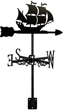 ZNEL Windfahne Wetterhahn Boote Segelboot Ornament Schiff Racing Sloop Metall Wetterfahne Für Außen Eisen Dachgarten Dekoration Im Freien, Yard Richtungsanzeiger,Sailing Ship