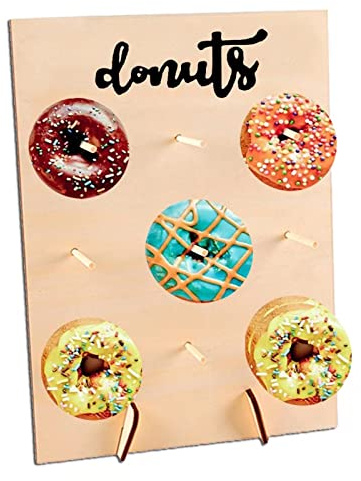 Donut Wand, Holz Donutständer, 9 Löcher Donuts Ständer | Donuts Dekoration, Wedding Donut-Wandpaneele, Donut Halter für Hochzeiten Geburtstage Restaurants Partydekoration, 40*30cm
