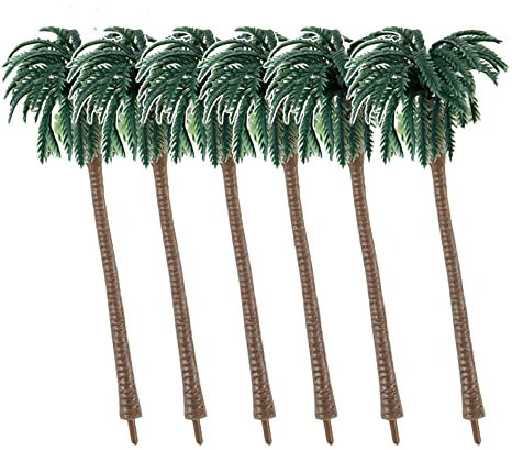 Bitray Modell Palme Kokosnussbaum 13 cm Höhe Landschaft Landschaft Landschaft Kunststoff Baum zum Basteln - 6 Stück